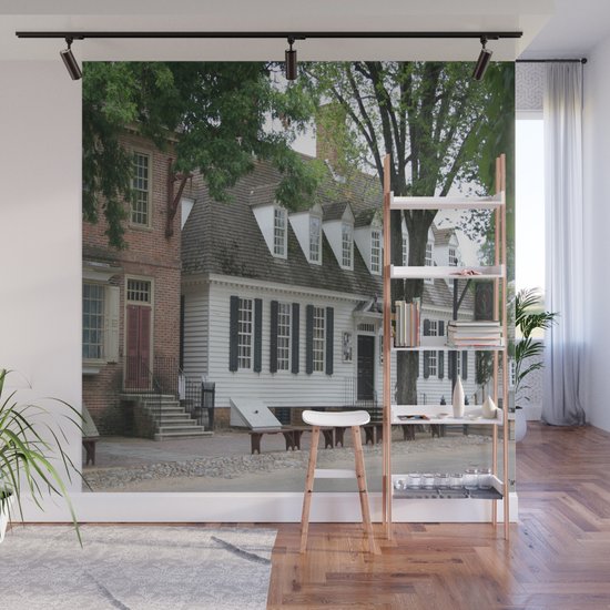 White Clapboard House Colonial Williamsburg Wall Mural By
