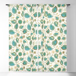 Hedgehog Paisley - Teal Bg White Blackout Curtain