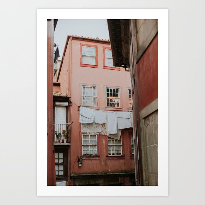 Pink Street and Laundry Art Print