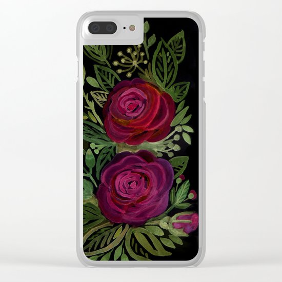 A bouquet of roses on a black background . Clear iPhone Case