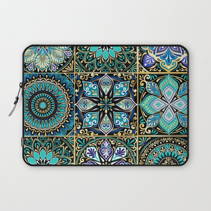 Colorful floral seamless pattern from squares Laptop Sleeve