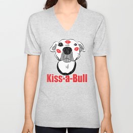 Pitbull Kiss-a-Bull (Kissable) Red Kisses V Neck T Shirt