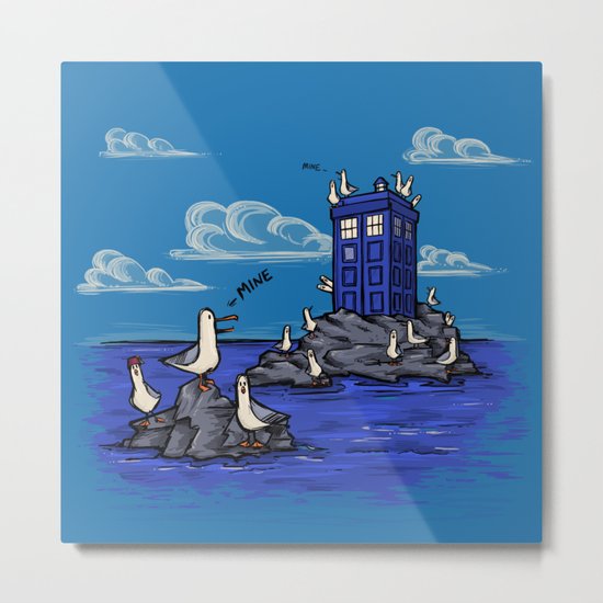 The Seagulls have the Phonebox Metal Print