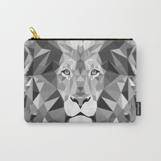 Large Silver Lion Head Carry-All Pouch
