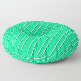 [ Thumbnail: Green, Light Cyan, and Teal Colored Striped/Lined Pattern Floor Pillow ]