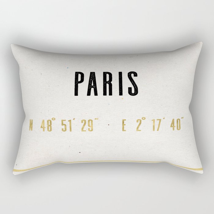Vintage Paris Gold Foil Location Coordinates with historical map Rectangular Pillow