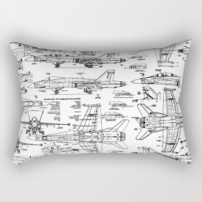 F-18 Blueprints Rectangular Pillow