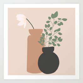 Vase no. 3 with Eucalyptus and Tulip Art Print