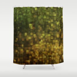 art abstract pixel geometric pattern background in green, gold and brown colors Shower Curtain