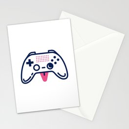 Cute gamepad showing a pink tongue. Game design Stationery Card