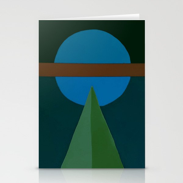 Triangle Moon Green Two Stationery Cards