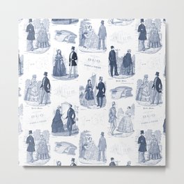 Biedermeier Blue Romance Metal Print | Love, Pattern, Collage, Vintage 