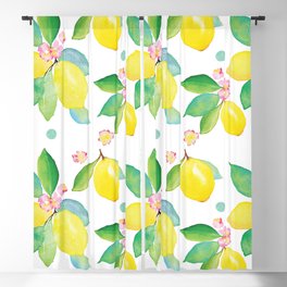 Watercolor Lemon Pattern design by #MahsaWatercolor Blackout Curtain
