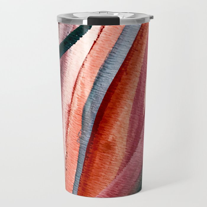 Rollercoaster [2]: a vibrant, mixed media abstract piece in blues, pinks, and purple Travel Mug