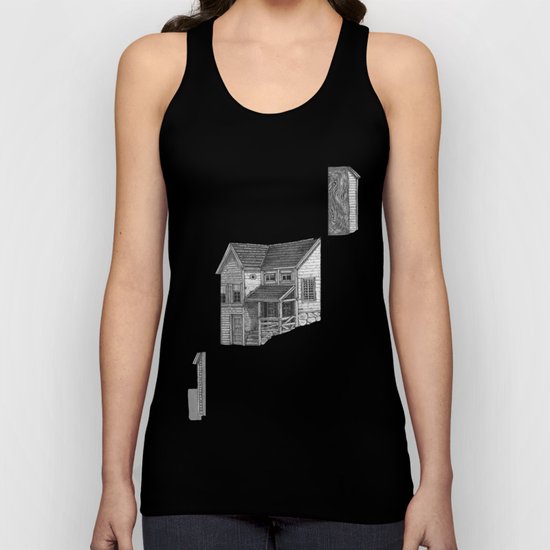 black house on pink something Unisex Tank Top