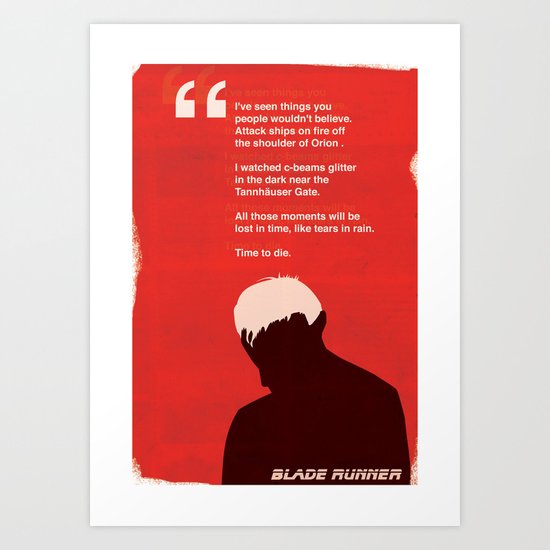 BLADE RUNNER TEARS IN RAIN Art Print