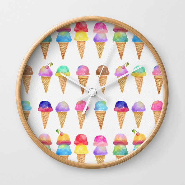 Summer Ice Cream Cones Wall Clock