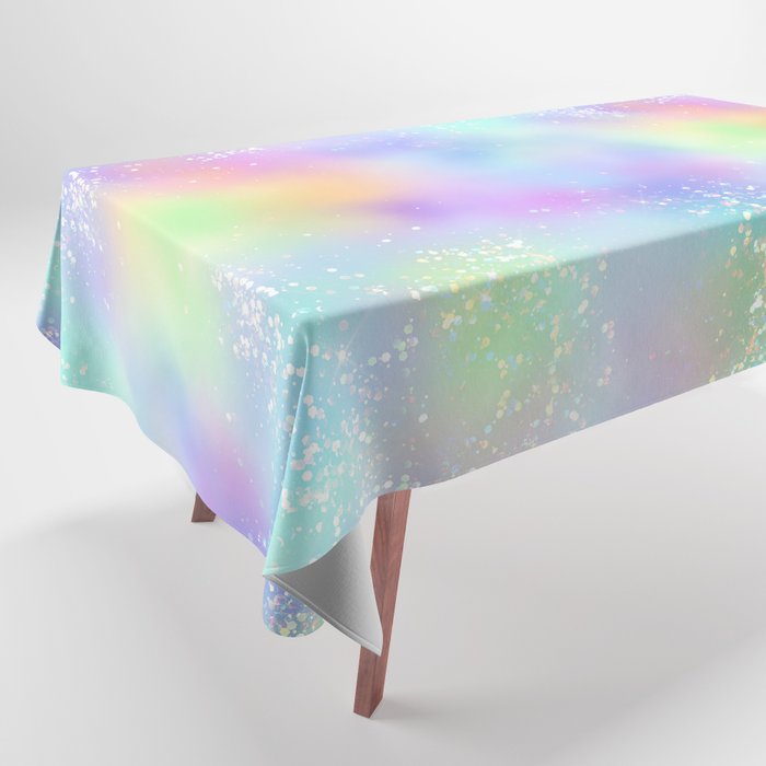 Pretty Holographic Glitter Rainbow Tablecloth