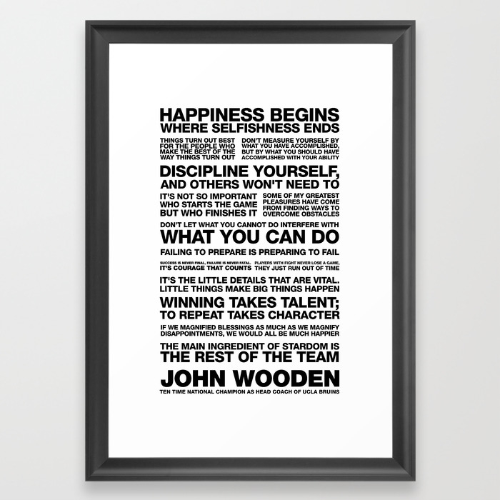 John Wooden Motivational Quotes Framed Art Print By Chungdesigns Society6