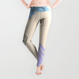 Illustration with the contours of Greek statues. Busts of ancient gods and generals on a light background.  Leggings