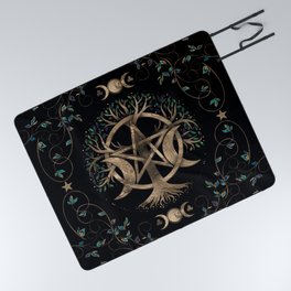 Tree of Life Pentagram Moon Ornament Picnic Blanket