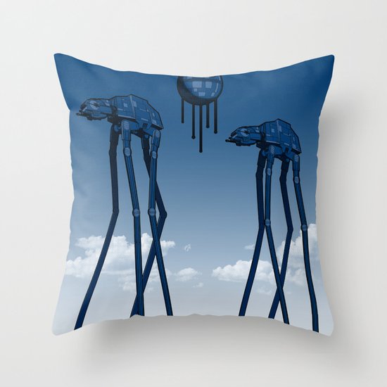 Dali's Mechanical Elephants - Blue Sky Throw Pillow