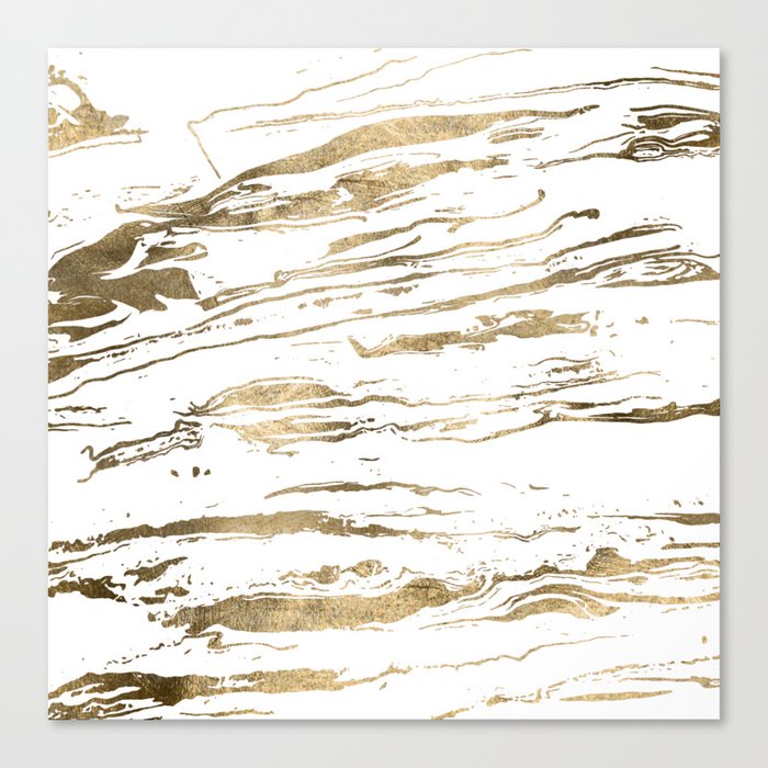 Gold abstract marbleized paint Canvas Print