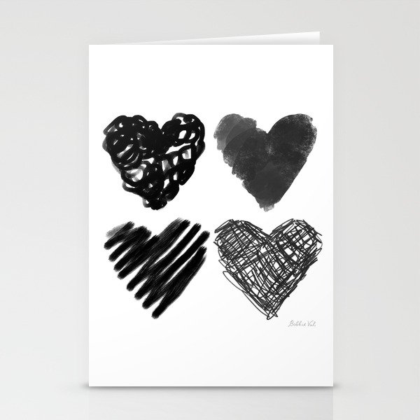 Hearts in Black and White Stationery Cards