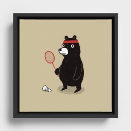 Badminton Bear Framed Canvas