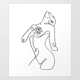 'Leticia' Abstract Female Figure One Line Drawing Art Print