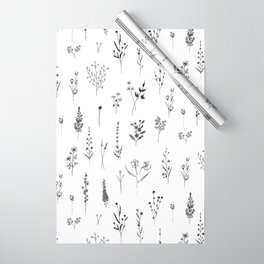 White Wildflowers Pattern Wrapping Paper