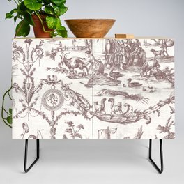 Antique 1900 Neoclassical Romantic Pastoral Toile de Jouy Credenza