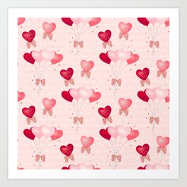 Valentine's Day Heart Balloons Pattern Art Print