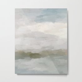 Break in the Weather I - Gray Blue Sage Green Sunrise Abstract Nature Ocean Painting Art Print Metal Print | Clouds, Shore, Seascape, Ocean, Oil, Abstract, Landscape, Waves, Water, Watercolor 