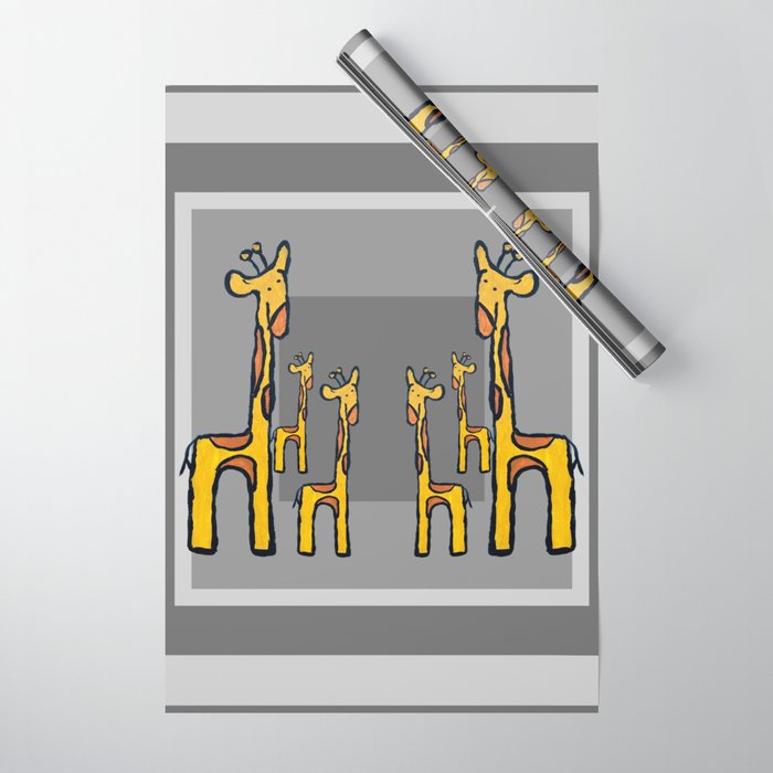 Giraffe Family Design Wrapping Paper