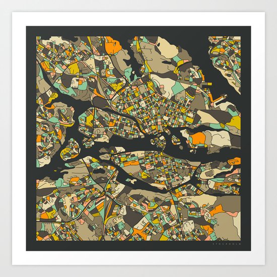 STOCKHOLM MAP Art Print