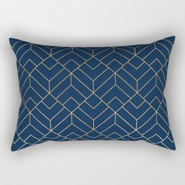Gold & Navy Geo Pattern Rectangular Pillow