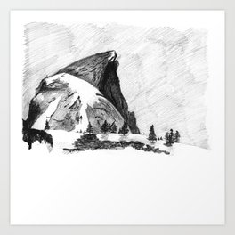 Drawing of Half-Dome in Yosemite from the north Art Print