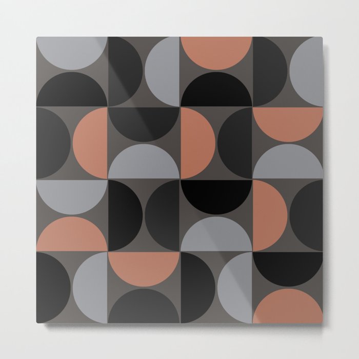 Mid century geometric pattern on grey background 4 Metal Print