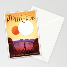 NASA Retro Space Travel Poster #8 Kepler 16b Stationery Card