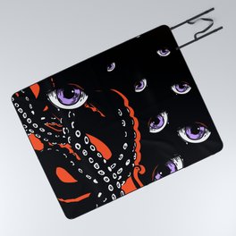 Dark Abstract Eye and Octopus Picnic Blanket