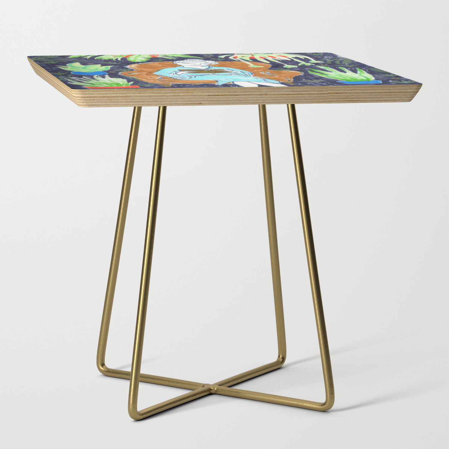 Jungle Reading Room Drawing By Amanda Laurel Atkins Side Table By Amandalaurelatkins