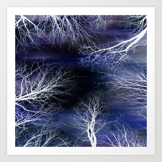 Abstract Midnight Trees Art Print