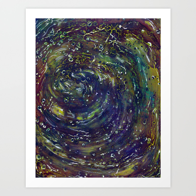Green Galaxy Stars Space Sky Cosmos Abstract Cracks