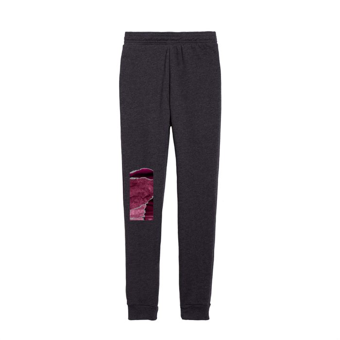 Burgundy & Silver Agate Texture 14 Kids Joggers