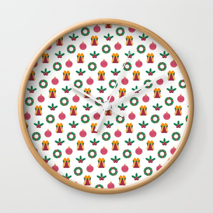 Christmas Pattern Tiny Wreath Gifts Wreath Wall Clock
