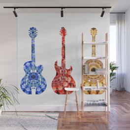 Colorful Mandala Guitars Musical Instrument Art Wall Mural