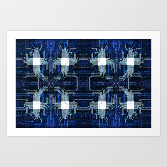 Circuit board very blue Art Print