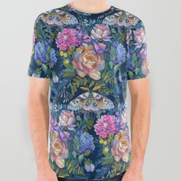 Moth Flower Bouquet All Over Graphic Tee
