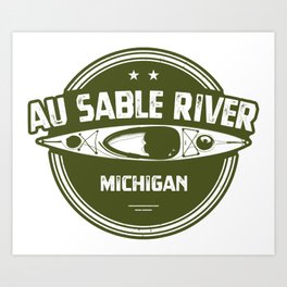 Au Sable River Michigan Kayaking Art Print